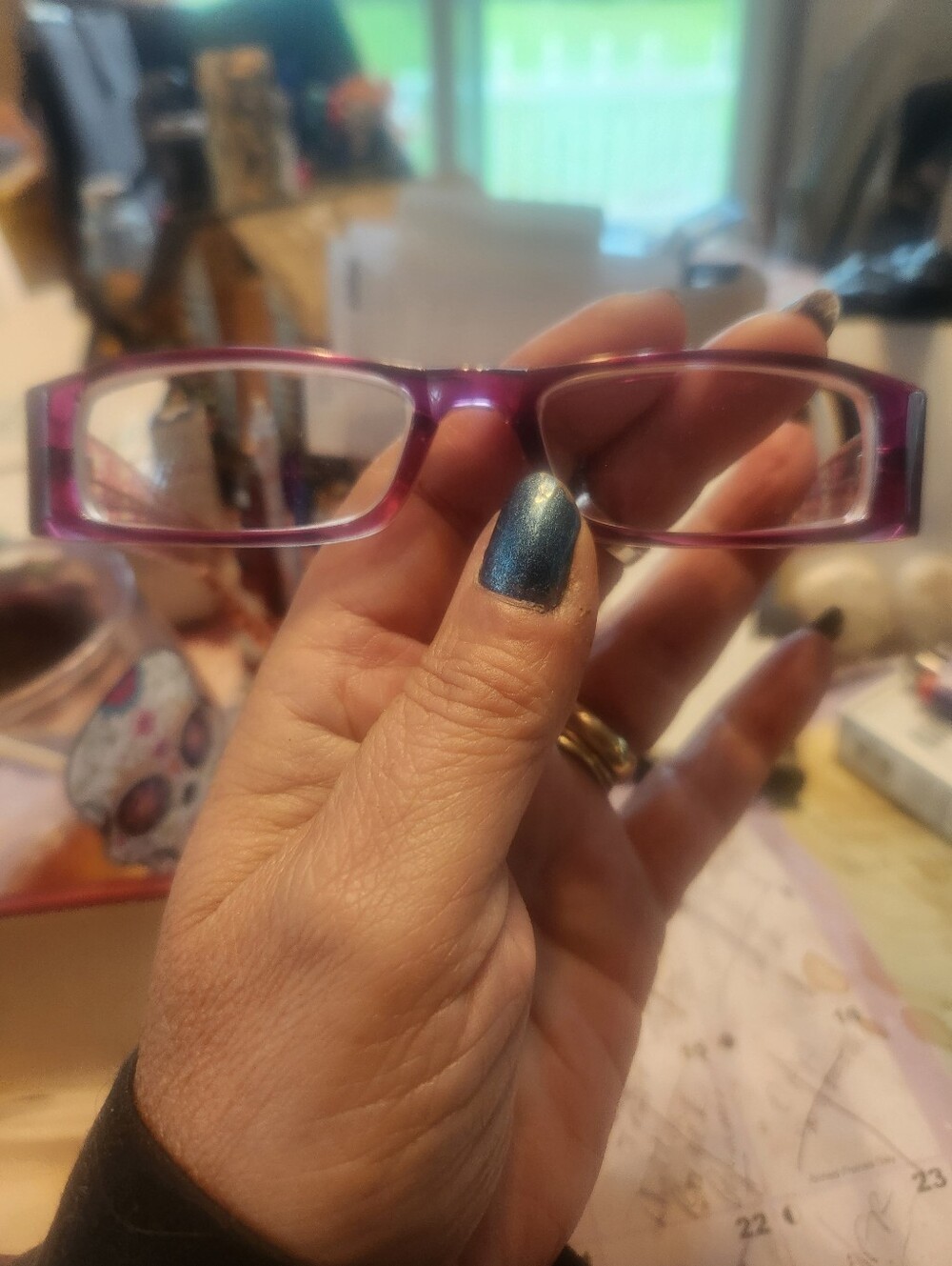 Pink Rectangular  Glasses. You Must Take Lenses And Get Your Prescrition Put In.